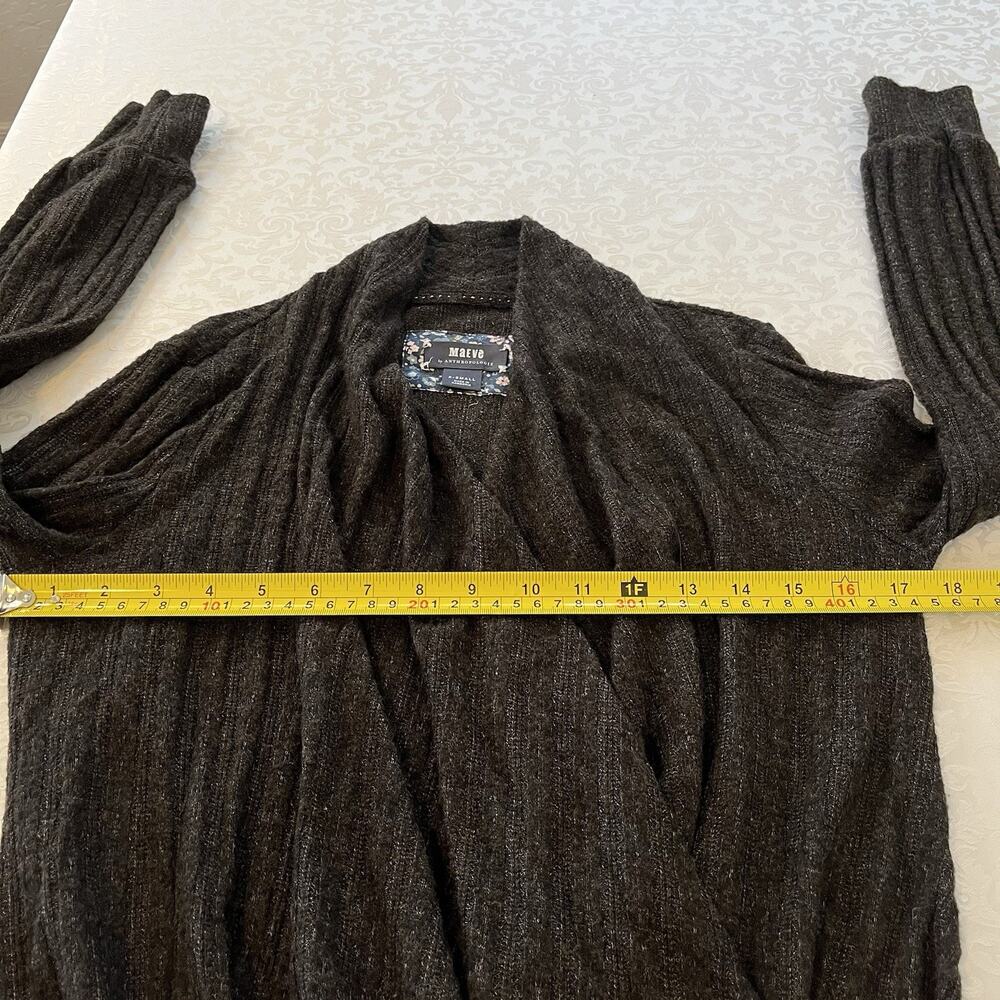 Maeve by Anthropologie Rafela Hacci Surplice Top Wrap Sweater Size XS Brown/Gray - Picture 7 of 10